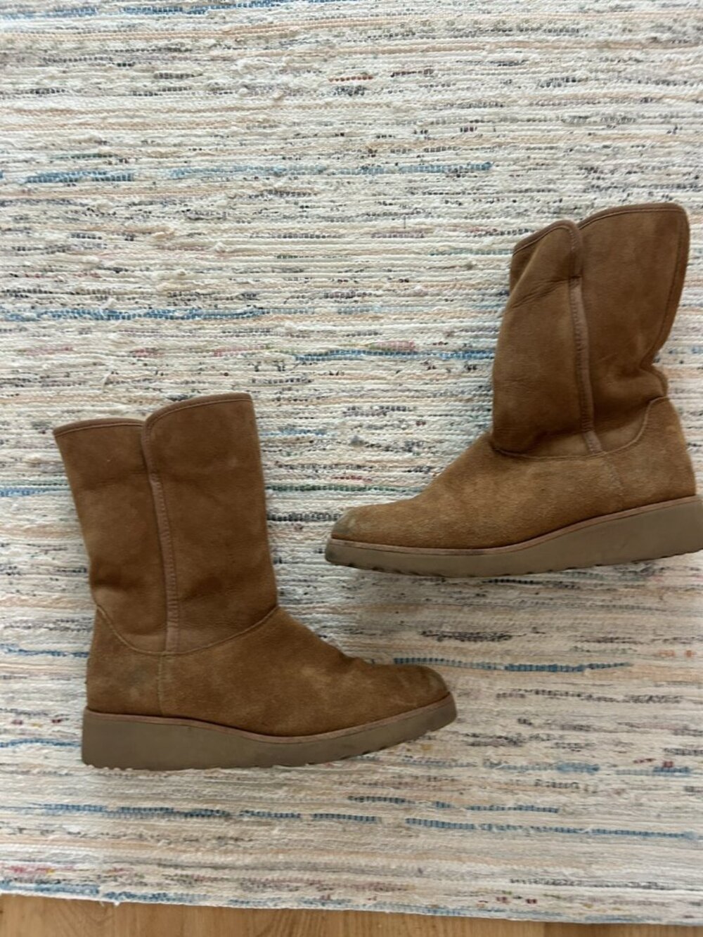 UGG Amie Classic Slim Wedge Boots Chestnut Suede Shearling 1013428 Women's 9